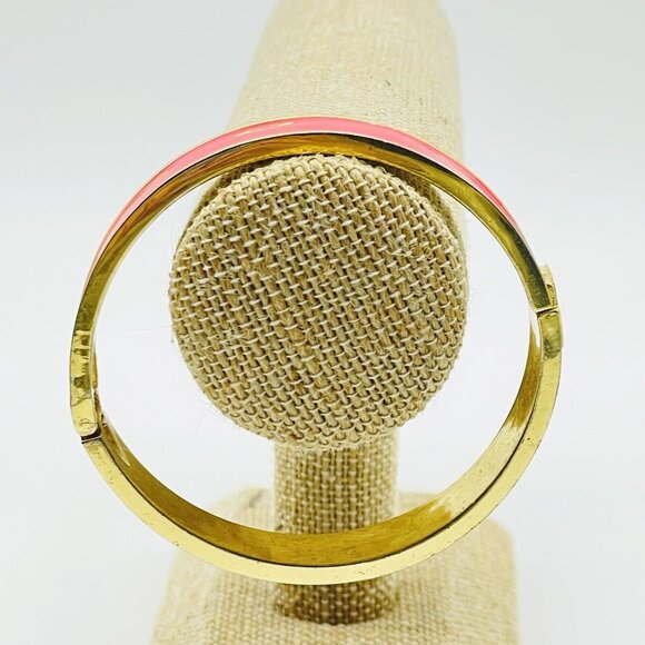 TALBOTS Coral Pink Enamel Clamper Bracelet Gold Tone Classic Career Cosplay LARP - Picture 8 of 8